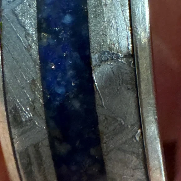 Shane Co Authentic Titanium Meteorite Lapis Lazuli Sz 11 Men’s Wedding Band Ring